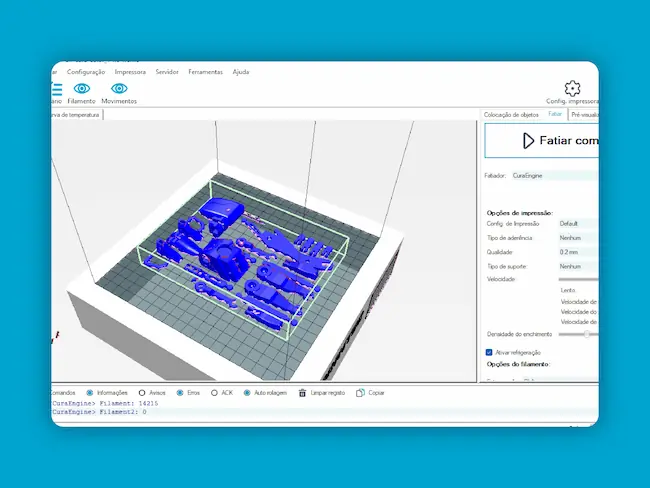 Prototipagem de estrutura FDM - Colocação e Fatiamento